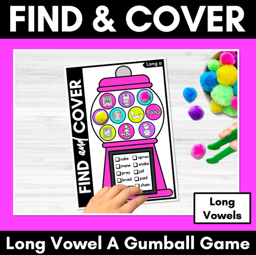 Resource preview 1 for Long Vowel A Words - Find & Cover No Prep Phonics Game for Long Vowel Sounds