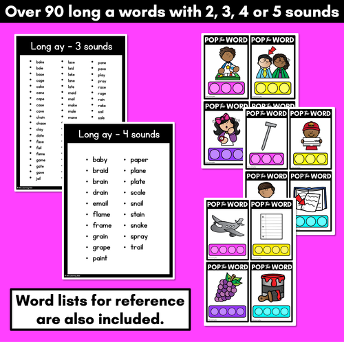 Resource preview 4 for LONG VOWEL A POPPIT TASK CARDS - Phonemic Awareness + Word Mapping