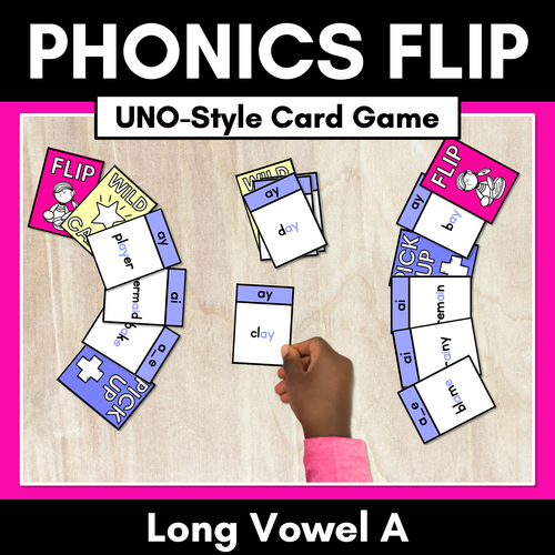 Resource preview 1 for Long Vowel A Card Game - Phonics Flip for Long Vowel Sounds