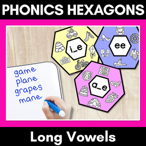 Long Vowel Sounds Phonics Activity - Phonics Hexagons