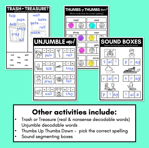 Resource preview 4 for Long Vowel A Worksheets FREEBIE - PHONICS REVIEW for Long Vowel Sounds