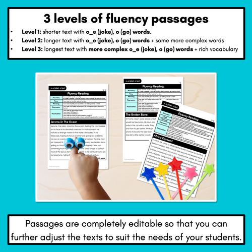 Resource preview 2 for Editable Differentiated Decodable Fluency Texts - o_e (joke), o (go)