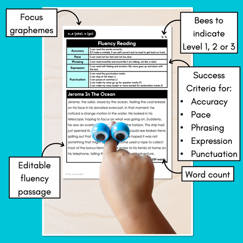 Resource preview 3 for Editable Differentiated Decodable Fluency Texts - o_e (joke), o (go)