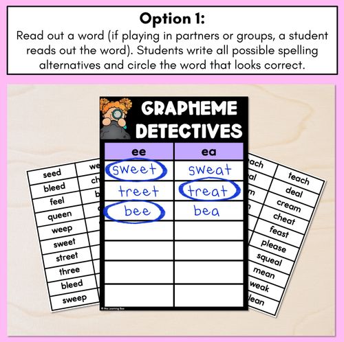 Resource preview 2 for LONG VOWEL E GAME - Grapheme Detectives