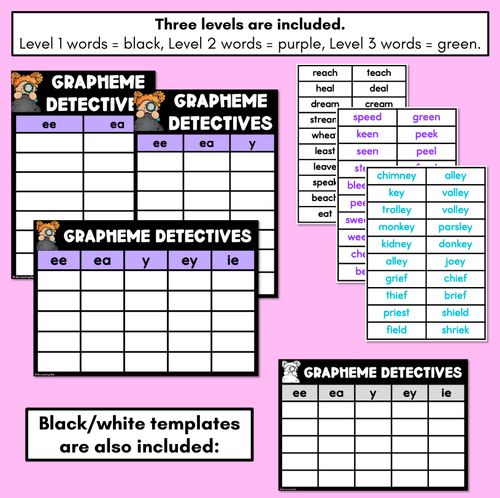 Resource preview 4 for LONG VOWEL E GAME - Grapheme Detectives