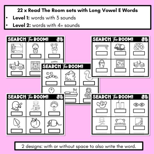 Resource preview 2 for READ THE ROOM - Decodable Words Phonics Activity - Long Vowel E Words