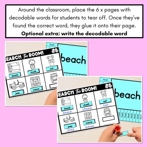 Resource preview 4 for READ THE ROOM - Decodable Words Phonics Activity - Long Vowel E Words