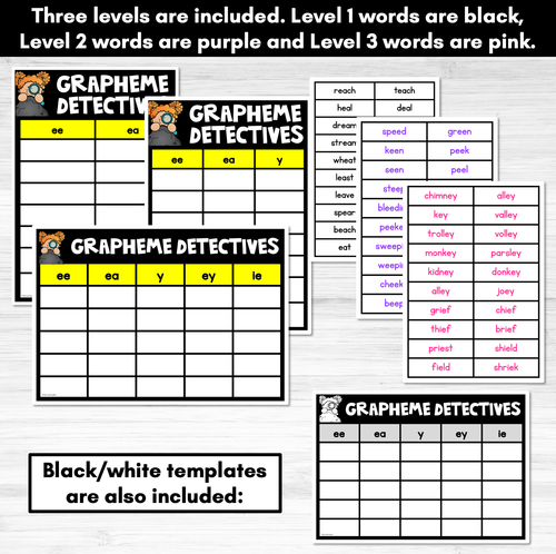 Resource preview 4 for LONG VOWEL E GAME - Grapheme Detectives