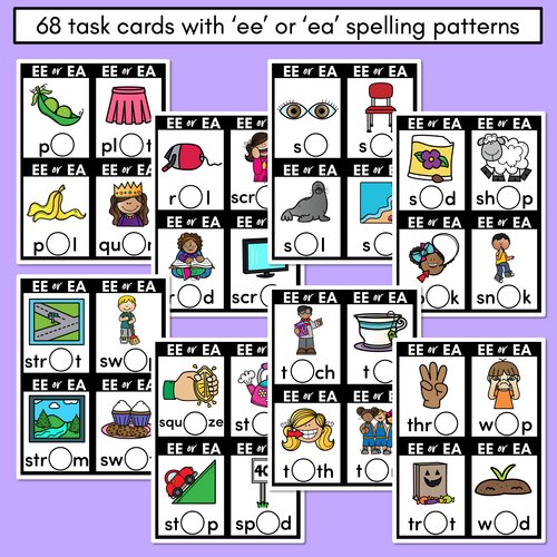 Resource preview 4 for EE or EA - Pick the correct spelling pattern - Long E Task Cards