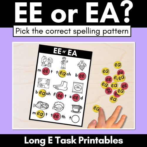 Resource preview 1 for EE or EA - Pick the correct spelling pattern - Long E Printables