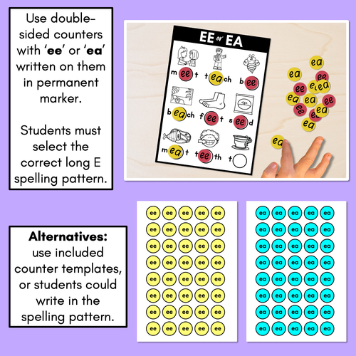 Resource preview 2 for EE or EA - Pick the correct spelling pattern - Long E Printables