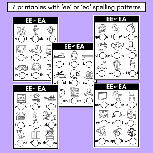 Resource preview 3 for EE or EA - Pick the correct spelling pattern - Long E Printables