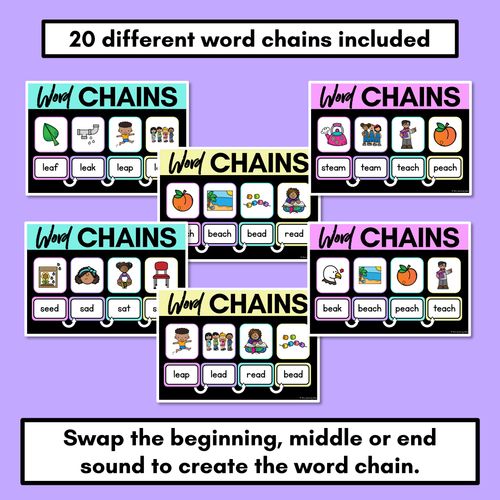 Resource preview 2 for Long Vowel E Word Chains for Beginning, Middle & End Sounds - Decodable PowerPoint