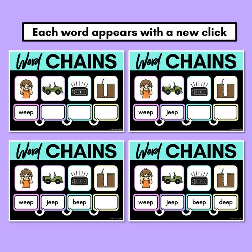 Resource preview 3 for Long Vowel E Word Chains for Beginning, Middle & End Sounds - Decodable PowerPoint