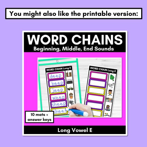 Resource preview 4 for Long Vowel E Word Chains for Beginning, Middle & End Sounds - Decodable PowerPoint