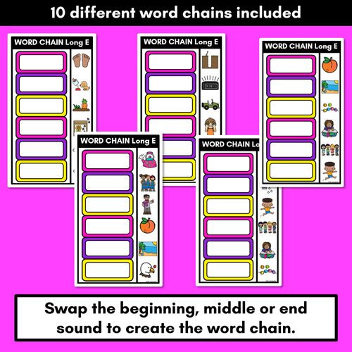 Resource preview 2 for Long Vowel E Word Chains for Beginning, Middle & End Sounds-Decodable Activities