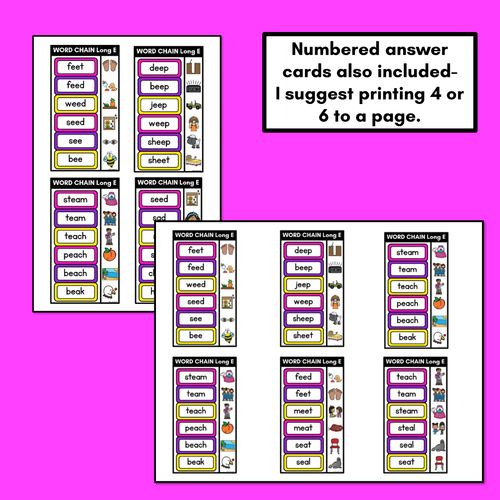 Resource preview 3 for Long Vowel E Word Chains for Beginning, Middle & End Sounds-Decodable Activities