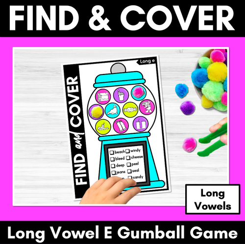 Resource preview 1 for Long Vowel E Words - Find & Cover No Prep Phonics Game for Long Vowel Sounds