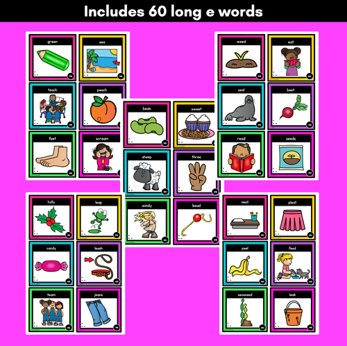 Resource preview 3 for Long Vowel E Sound Word Building Cards