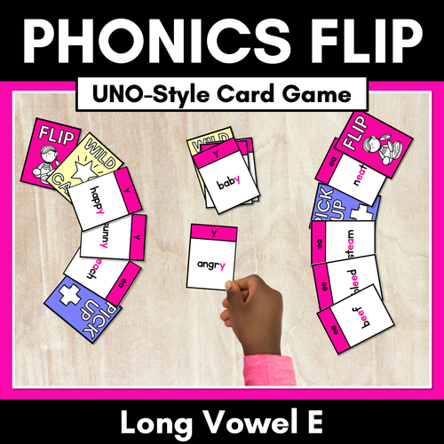 Resource preview 1 for Long Vowel E Card Game - Phonics Flip for Long Vowel Sounds