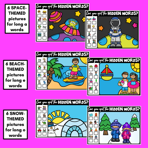 Resource preview 4 for LONG VOWEL SOUND HIDDEN WORD MATS - No Prep Phonics Games