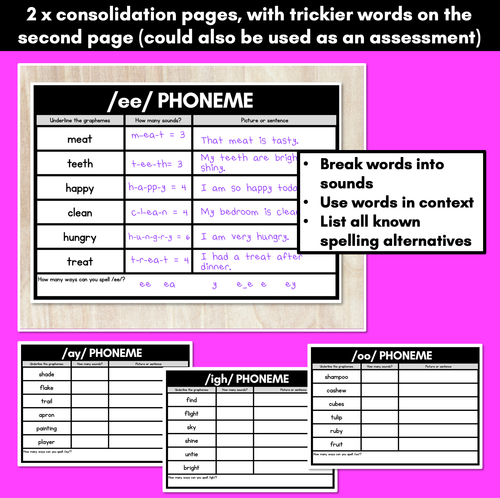 Resource preview 3 for Long Vowel Sound Brainstorm Templates & Assessments