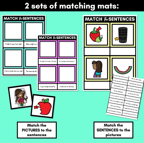 Resource preview 3 for Long Vowel I Decodable Sentences Mats - Read & Match