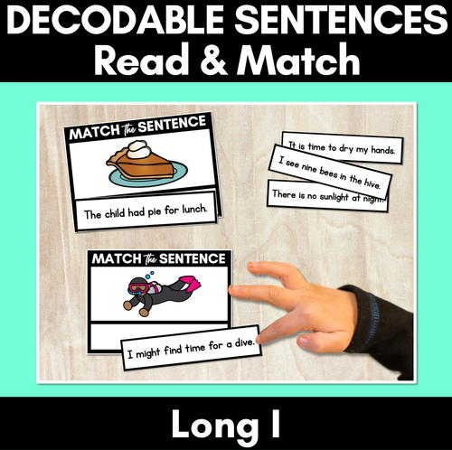 Resource preview 1 for Long Vowel I Decodable Sentences - Read and Match