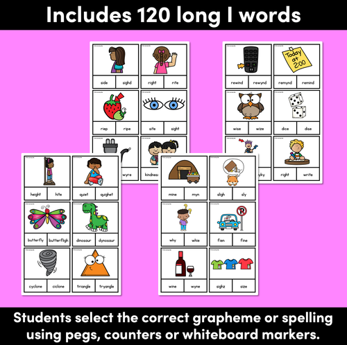 Resource preview 2 for Long Vowel I Phonics Clip Cards - Decodable Word Vowel Team Games