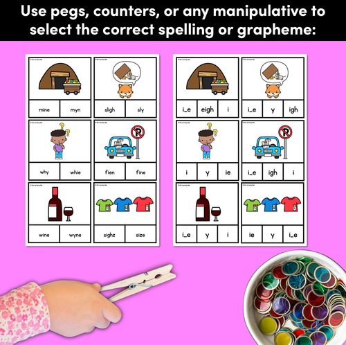 Resource preview 3 for Long Vowel I Phonics Clip Cards - Decodable Word Vowel Team Games