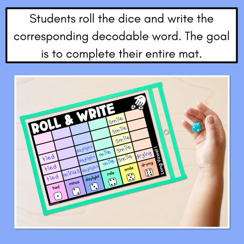 Resource preview 4 for ROLL & WRITE PHONICS ACTIVITY MATS - LONG VOWEL I words