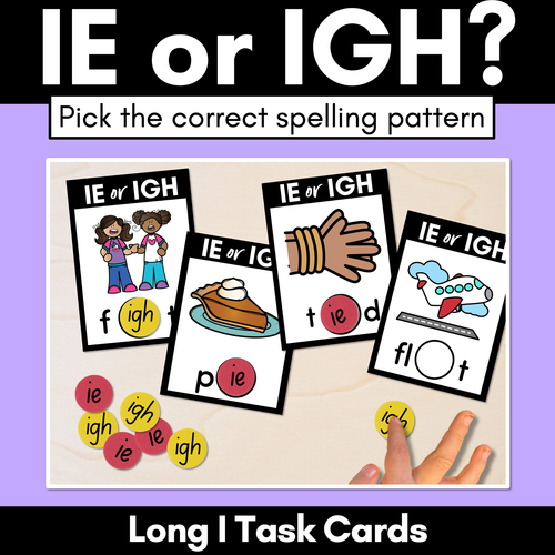 Resource preview 1 for IE or IGH - Pick the correct spelling pattern - Long I Task Cards