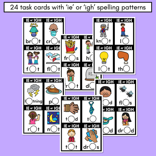 Resource preview 3 for IE or IGH - Pick the correct spelling pattern - Long I Task Cards