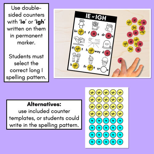 Resource preview 2 for IE or IGH - Pick the correct spelling pattern - Long I Printables