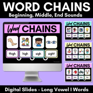 Long Vowel I Word Chains for Beginning, Middle & End Sounds - Decodable PowerPoint