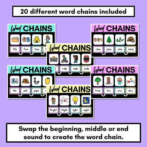 Resource preview 2 for Long Vowel I Word Chains for Beginning, Middle & End Sounds - Decodable PowerPoint