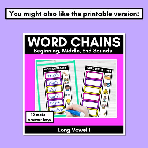 Resource preview 4 for Long Vowel I Word Chains for Beginning, Middle & End Sounds - Decodable PowerPoint