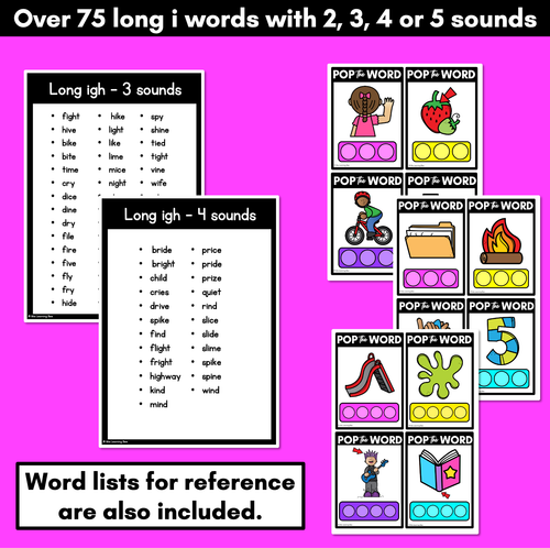 Resource preview 4 for LONG VOWEL I POPPIT TASK CARDS - Phonemic Awareness + Word Mapping