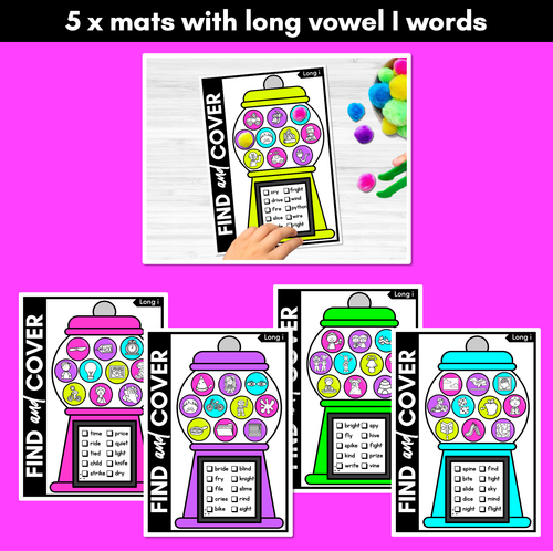 Resource preview 4 for Long Vowel I Words - Find & Cover No Prep Phonics Game for Long Vowel Sounds