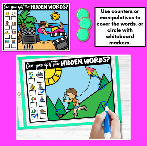 Resource preview 2 for LONG VOWEL SOUND HIDDEN WORD MATS - No Prep Phonics Games