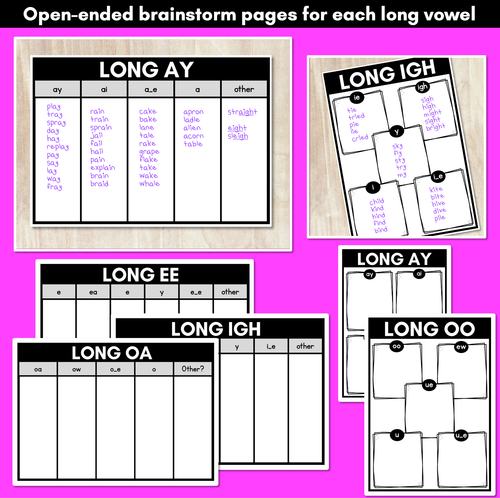 Resource preview 2 for Long Vowel Sound Brainstorm Templates & Assessments