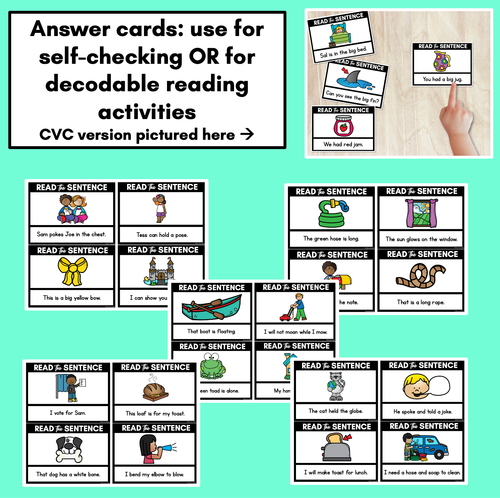 Resource preview 3 for Long Vowel O Word Decodable Sentences - Read, Match & Write