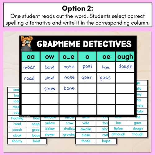 Resource preview 3 for LONG VOWEL O GAME - Grapheme Detectives