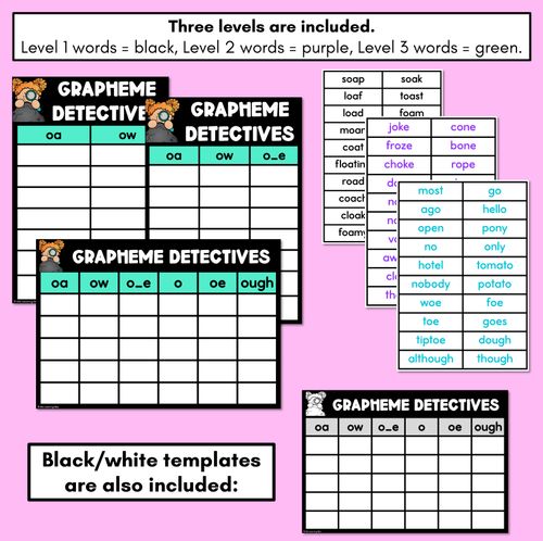 Resource preview 4 for LONG VOWEL O GAME - Grapheme Detectives