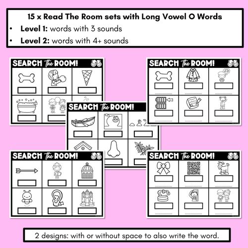 Resource preview 2 for READ THE ROOM - Decodable Words Phonics Activity - Long Vowel O Words