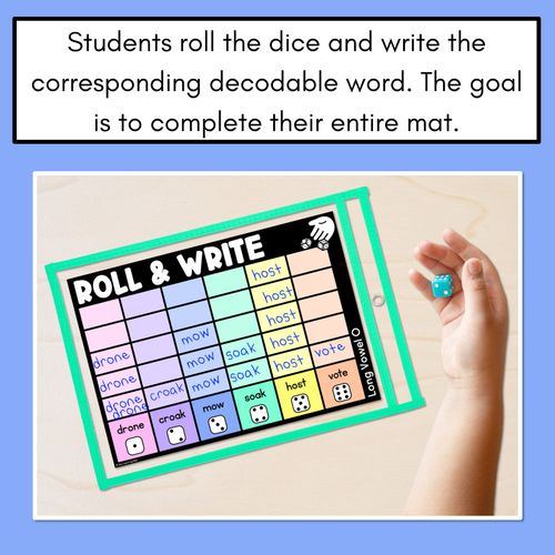 Resource preview 4 for ROLL & WRITE PHONICS ACTIVITY MATS - LONG VOWEL O words