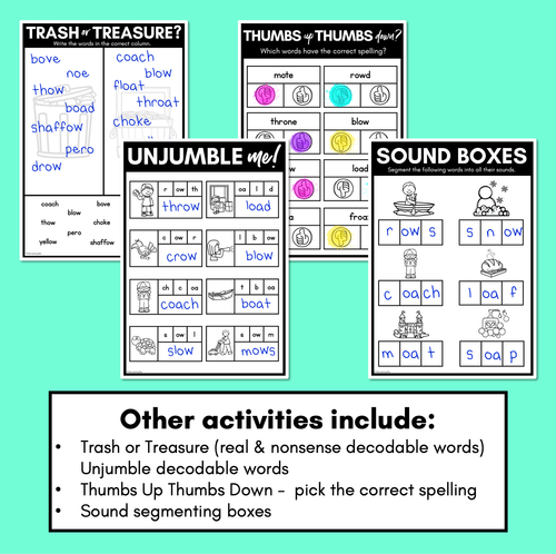 Resource preview 4 for Long Vowel O Worksheets - PHONICS REVIEW for Long Vowel Sounds