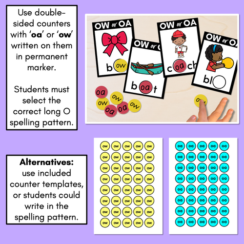 Resource preview 2 for OA or OW - Pick the correct spelling pattern - Long O Task Cards