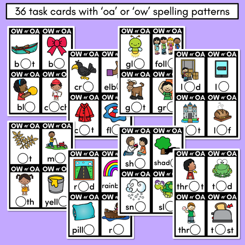 Resource preview 3 for OA or OW - Pick the correct spelling pattern - Long O Task Cards