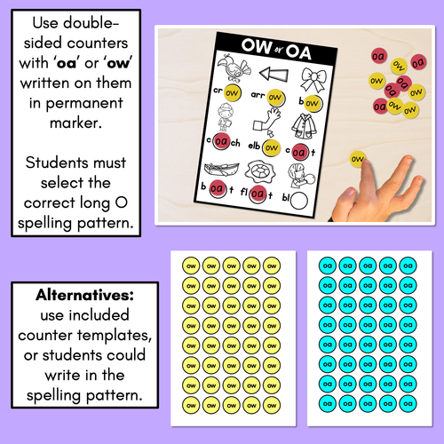 Resource preview 2 for OA or OW - Pick the correct spelling pattern - Long O Printables